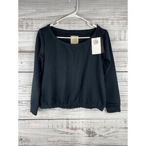 Chaser Black Crop Pullover Sweater Elastic Waist NEW XS Modal Lounge Casual
